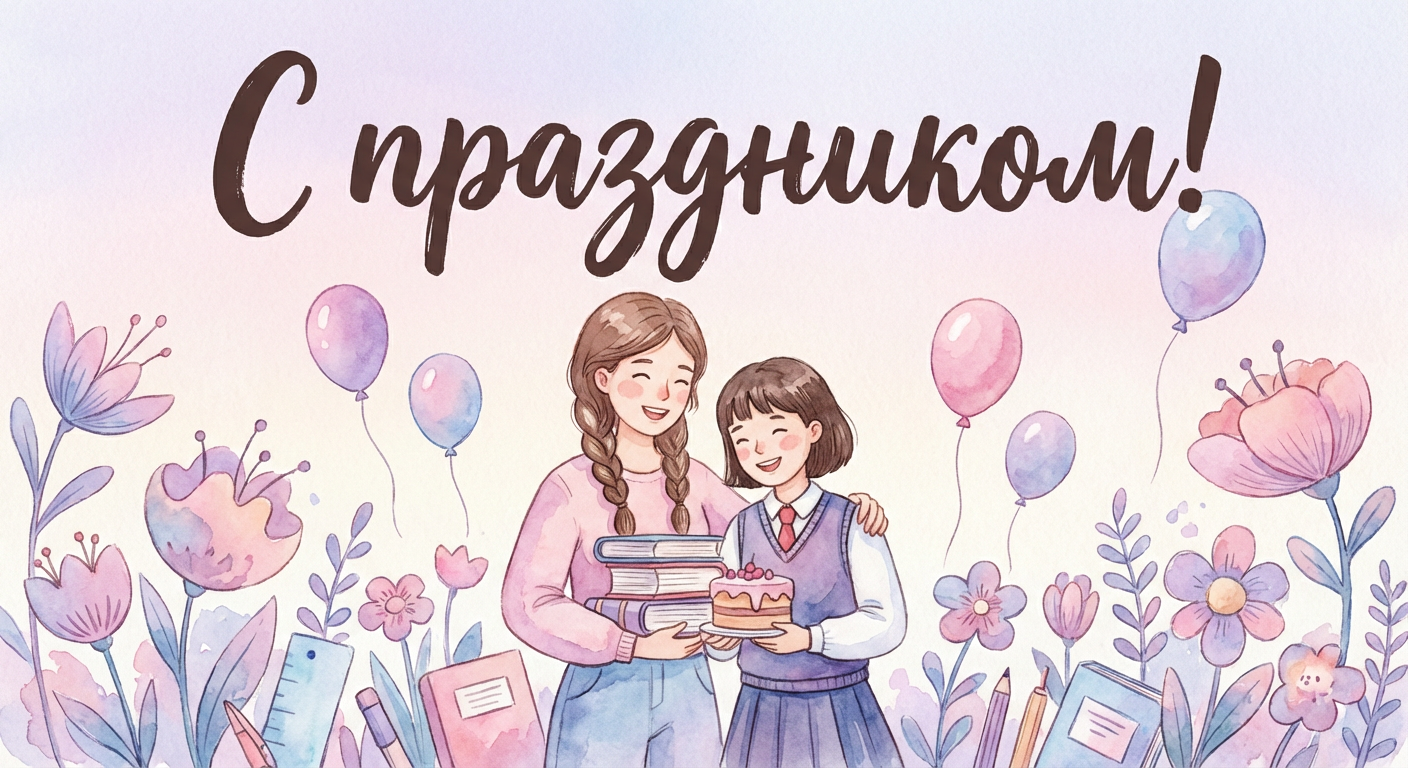Поздравительная открытка на день рождения однокласснице через ИИ