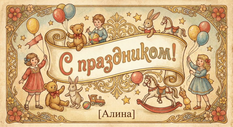 Поздравительная открытка на день рождения Алине через ИИ
