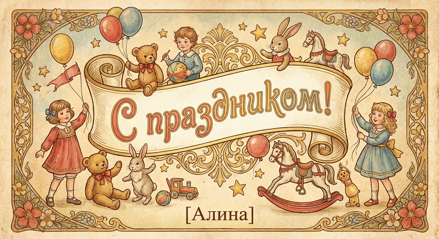 Поздравительная открытка на день рождения Алине через ИИ