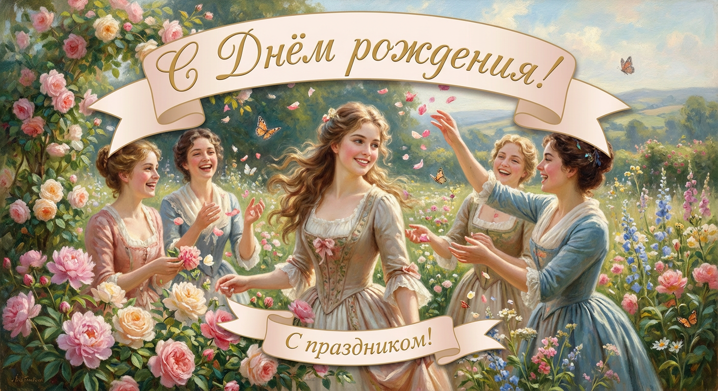 Поздравительная открытка на день рождения девушке через ИИ