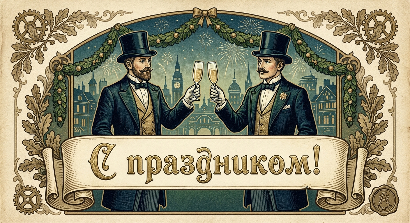 Поздравительная открытка на день рождения Андрею через ИИ