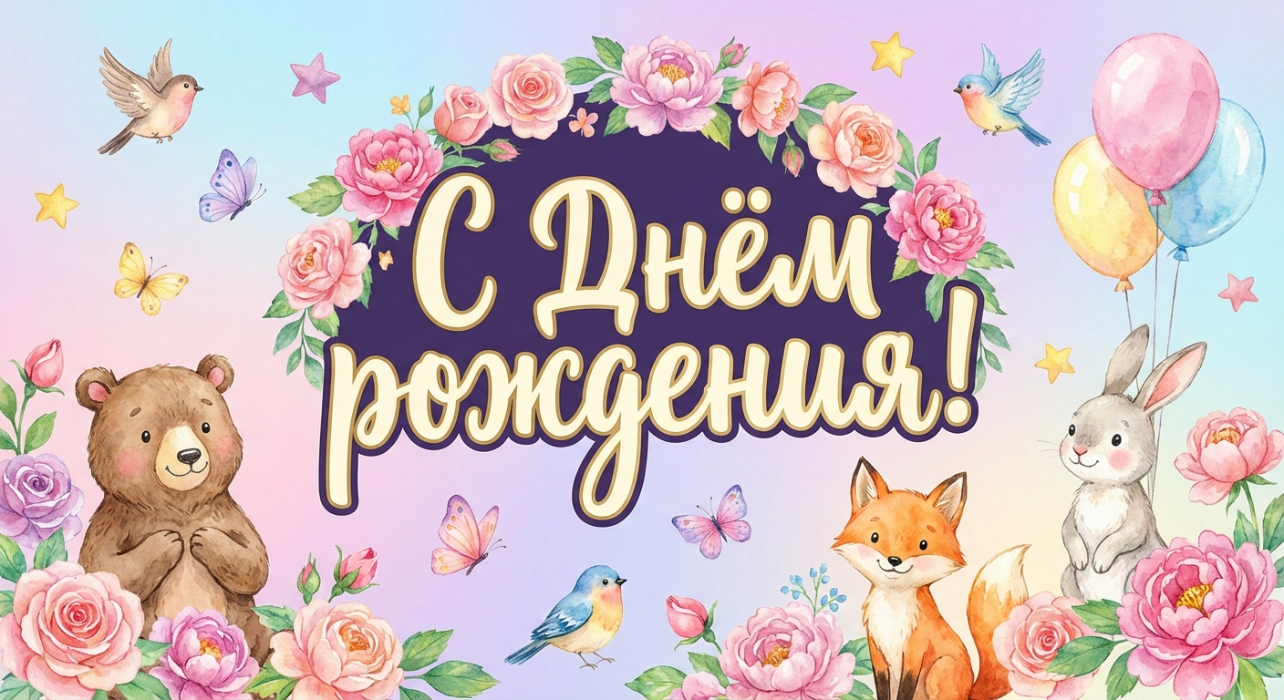 Поздравительная открытка на день рождения Анне через ИИ