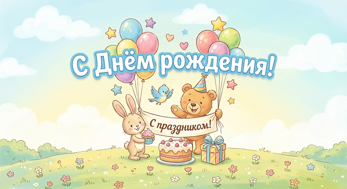 Поздравительная открытка на день рождения Валентине через ИИ