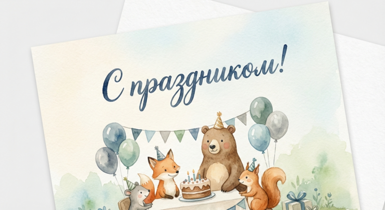 Поздравительная открытка на день рождения Валерию через ИИ