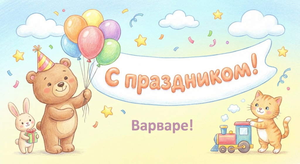 Поздравительная открытка на день рождения Варваре через ИИ