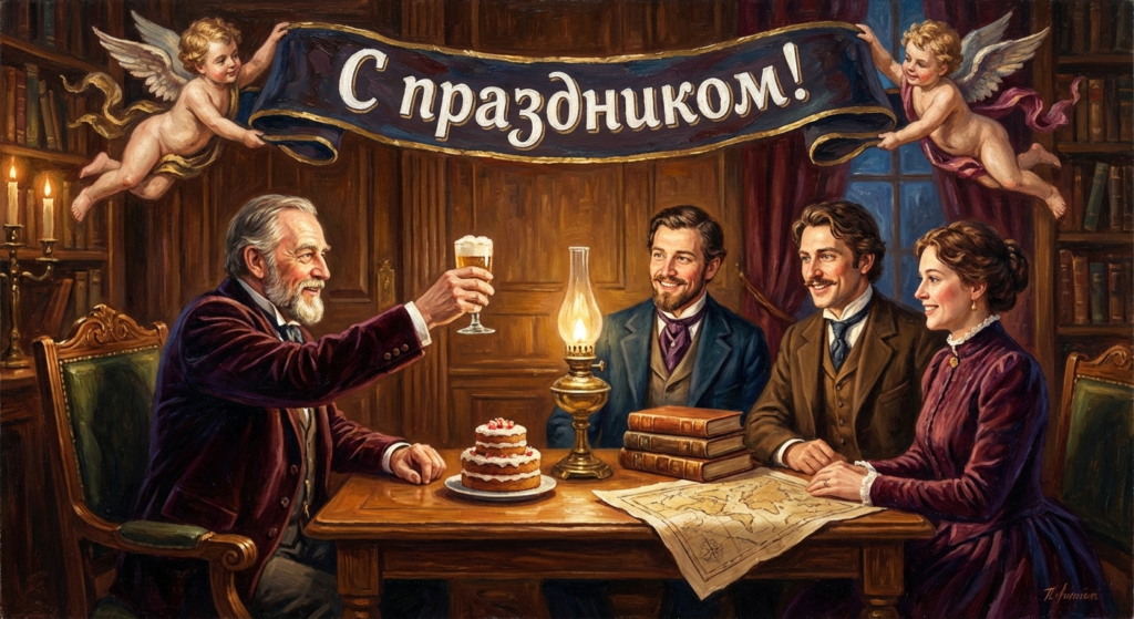 Поздравительная открытка на день рождения Василию через ИИ