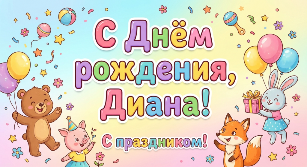 Поздравительная открытка на день рождения Диане через ИИ