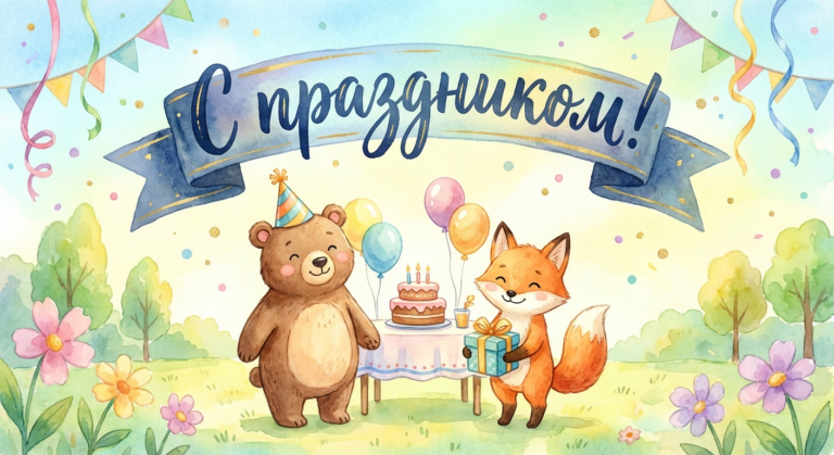 Поздравительная открытка на день рождения другу через ИИ