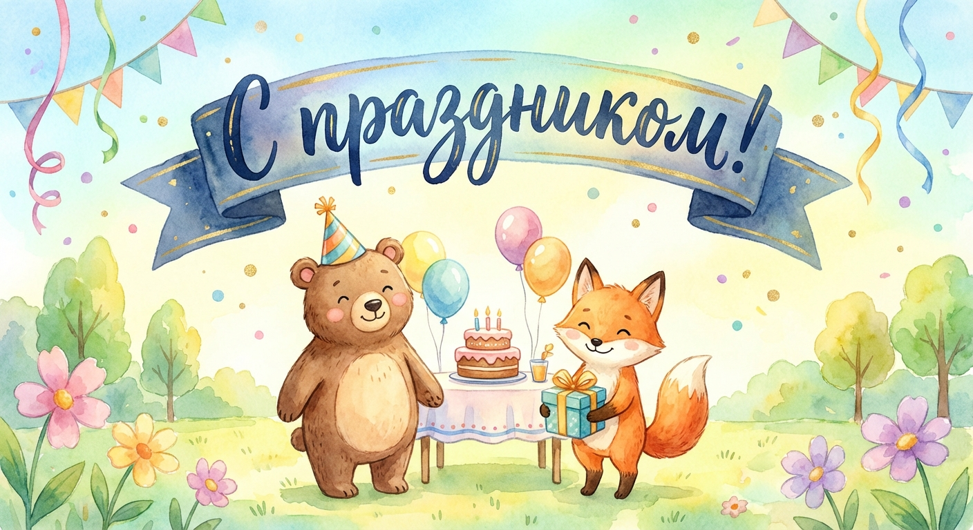 Поздравительная открытка на день рождения другу через ИИ