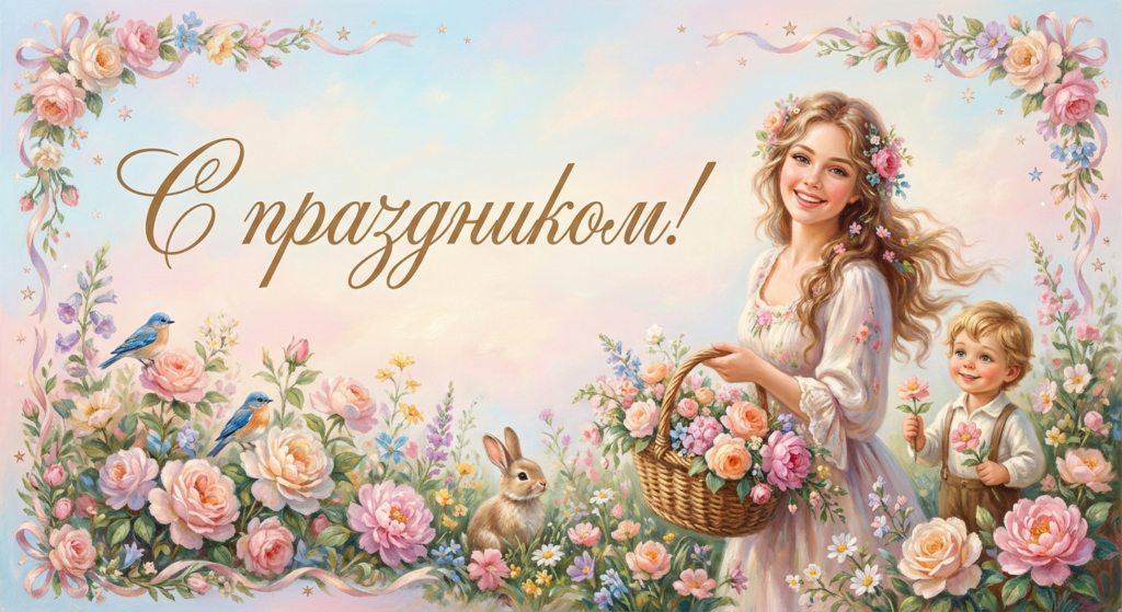 Поздравительная открытка на день рождения Еве через ИИ