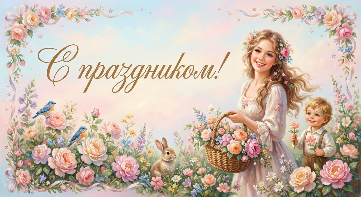 Поздравительная открытка на день рождения Еве через ИИ