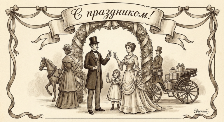 Поздравительная открытка на день рождения Евгению через ИИ