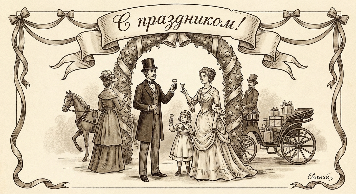 Поздравительная открытка на день рождения Евгению через ИИ