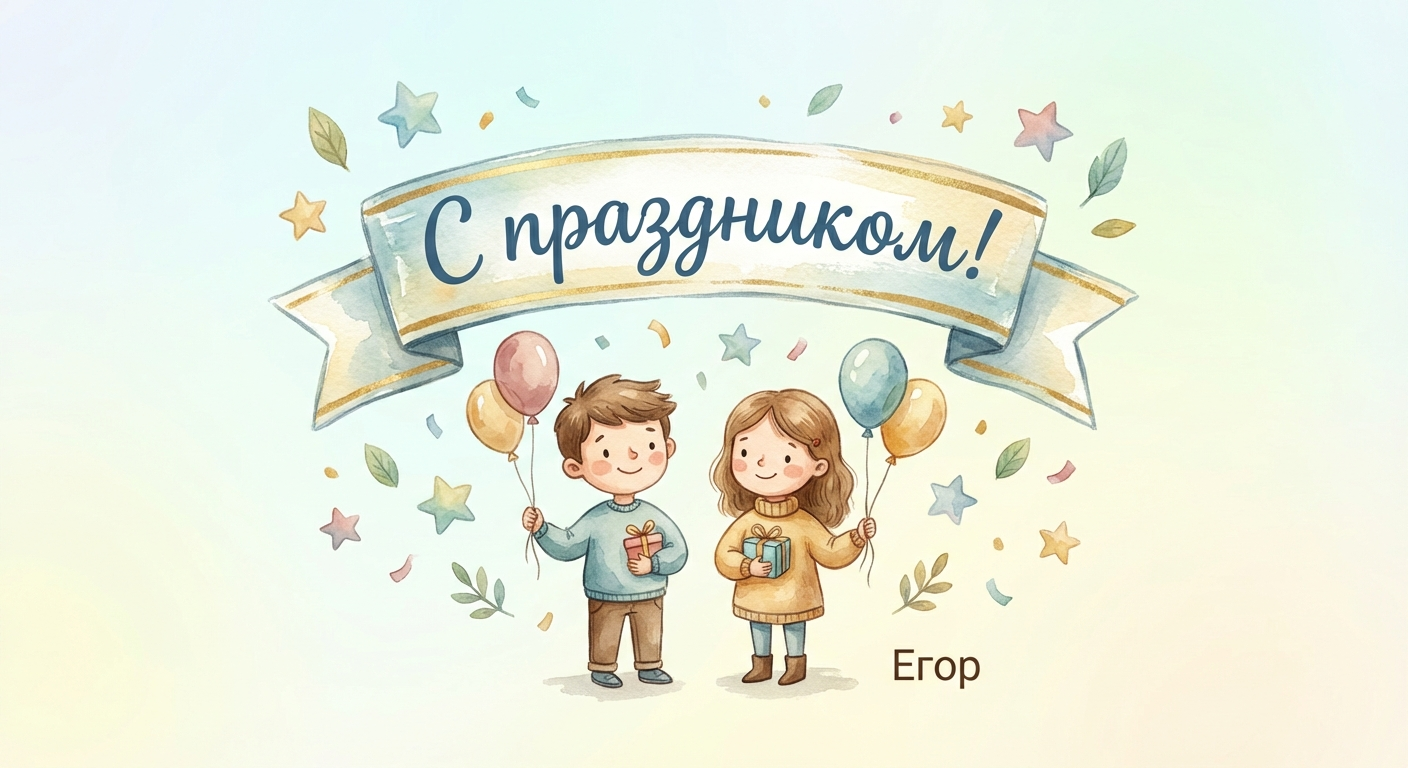 Поздравительная открытка на день рождения Егору через ИИ