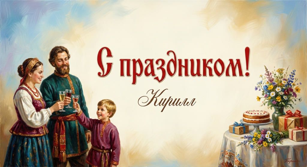 Поздравительная открытка на день рождения Кириллу через ИИ