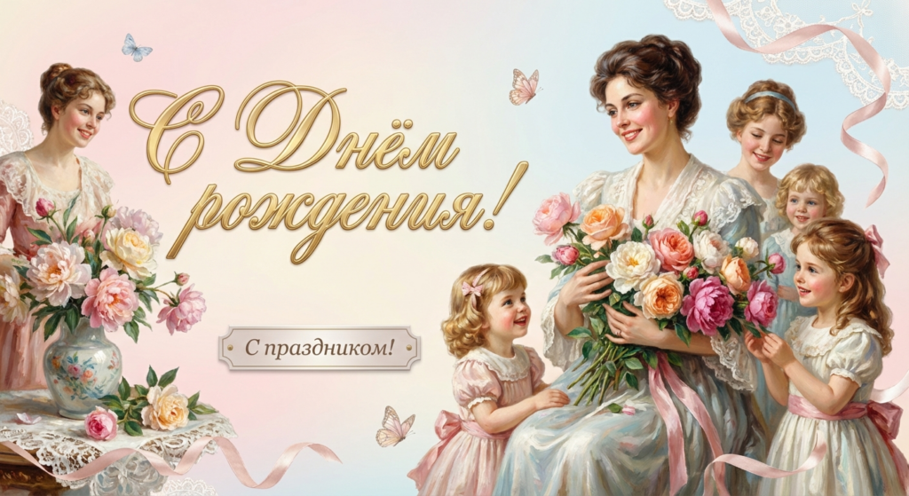 Поздравительная открытка на день рождения Марине через ИИ