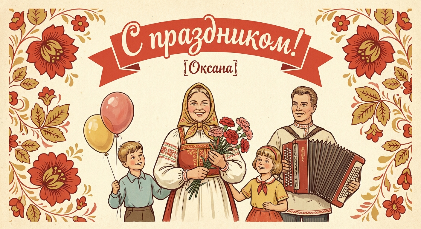 Поздравительная открытка на день рождения Оксане через ИИ