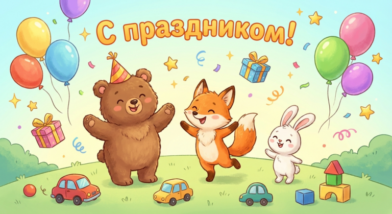 Поздравительная открытка на день рождения Олегу через ИИ