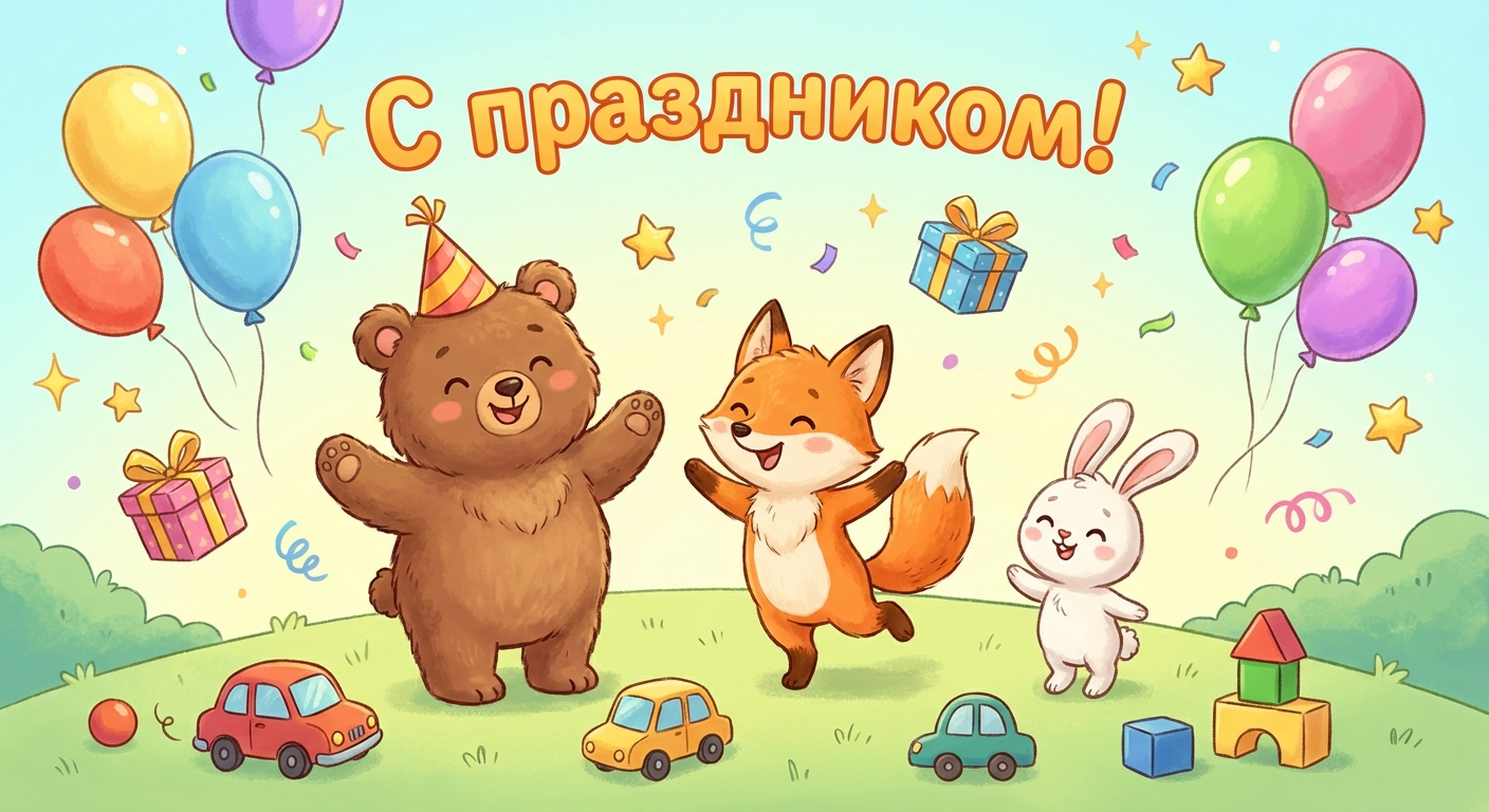 Поздравительная открытка на день рождения Олегу через ИИ