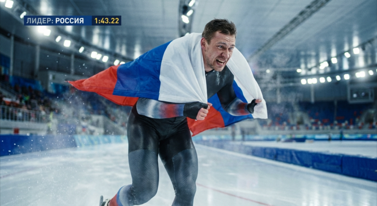 Сгенерировать фото или селфи в тематике "Я — спортсмен с флагом после конькового спорта"