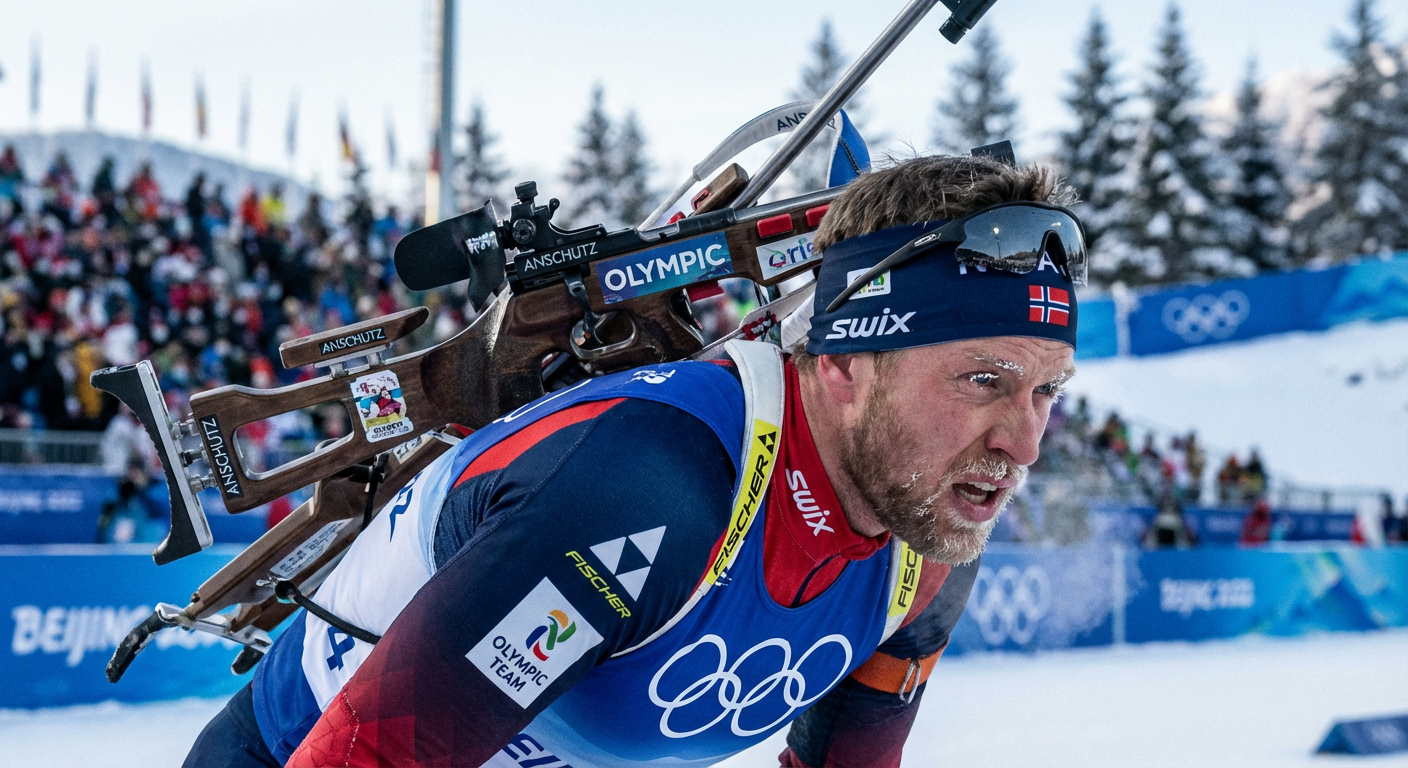 Сгенерировать фото или селфи в тематике «Я на старте спринта в биатлоне»