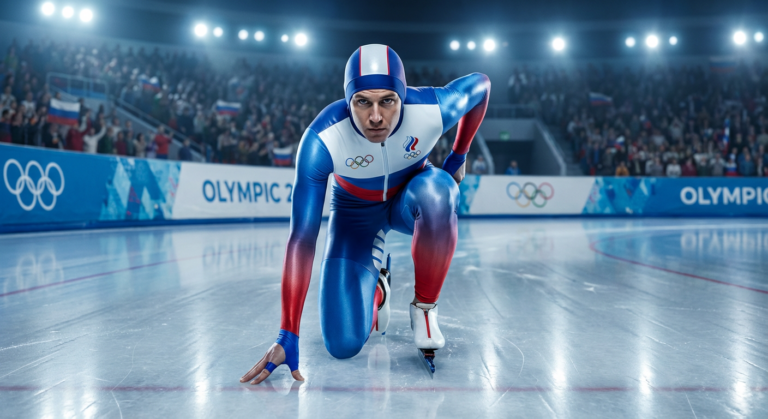 Сгенерировать фото или селфи в тематике "Я на старте конькобежного забега"