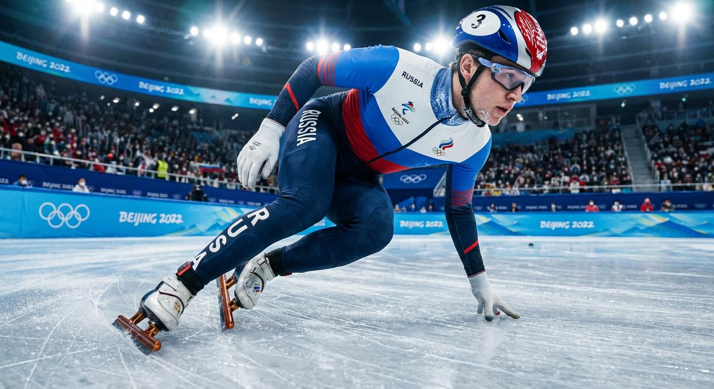 Сгенерировать фото или селфи в тематике «Я на старте шорт-трековского круга»