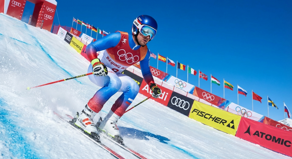 Сгенерировать фото или селфи в тематике «Я на старте альпийского спуска»