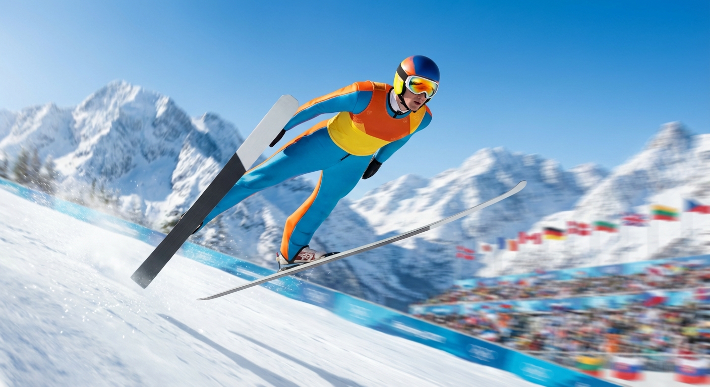 Сгенерировать фото или селфи в тематике «Я в прыжке в прыжках с трамплина»