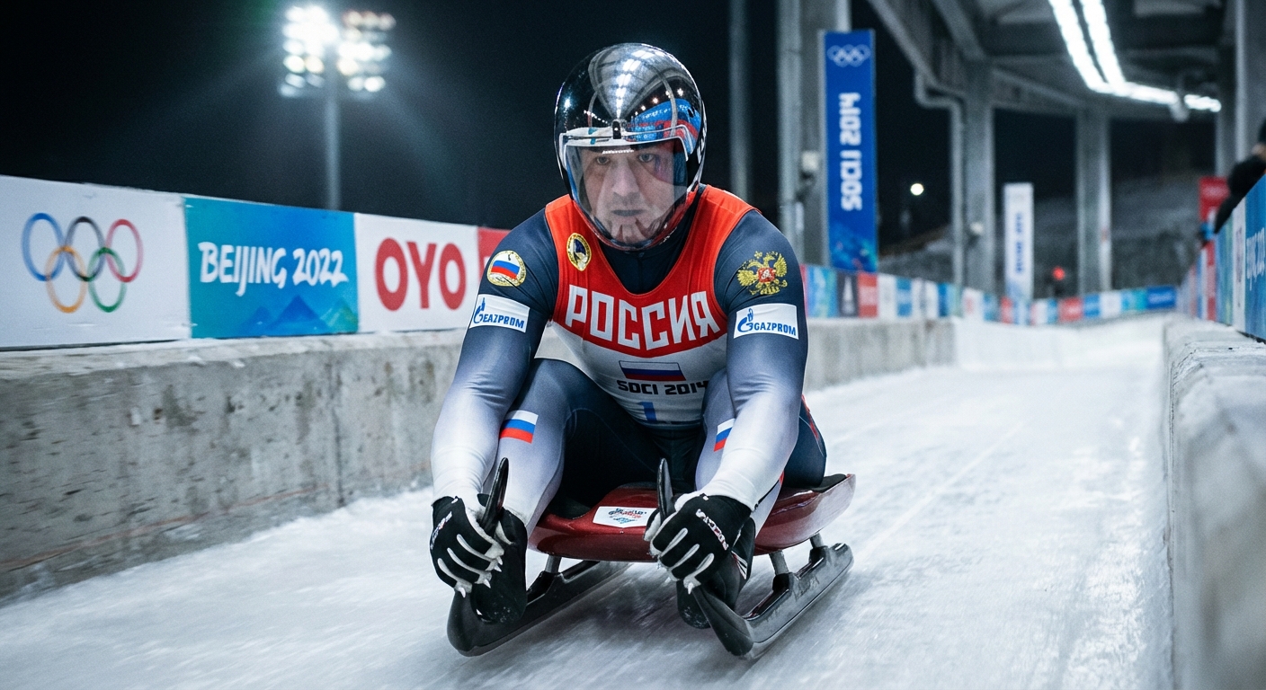 Сгенерировать фото или селфи в тематике «Я на трассе в санном спорте»