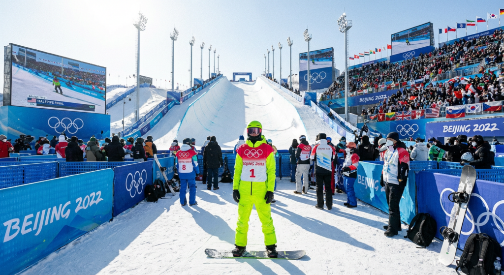 Сгенерировать фото или селфи в тематике «Я в зоне поддержки на сноуборд-хаф-пайпе»