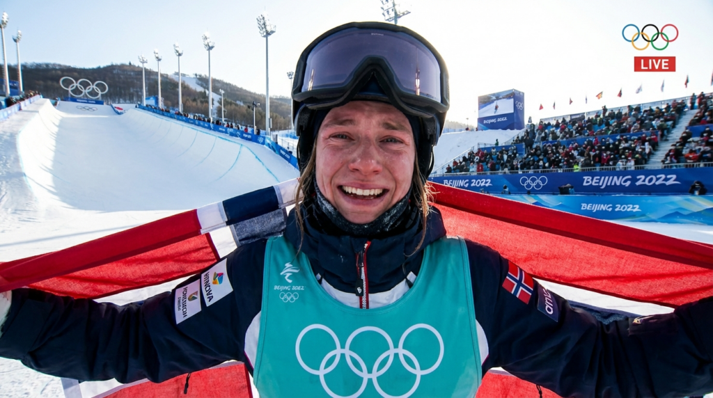 Сгенерировать фото или селфи в тематике «Я с флагом на финале фристайла»