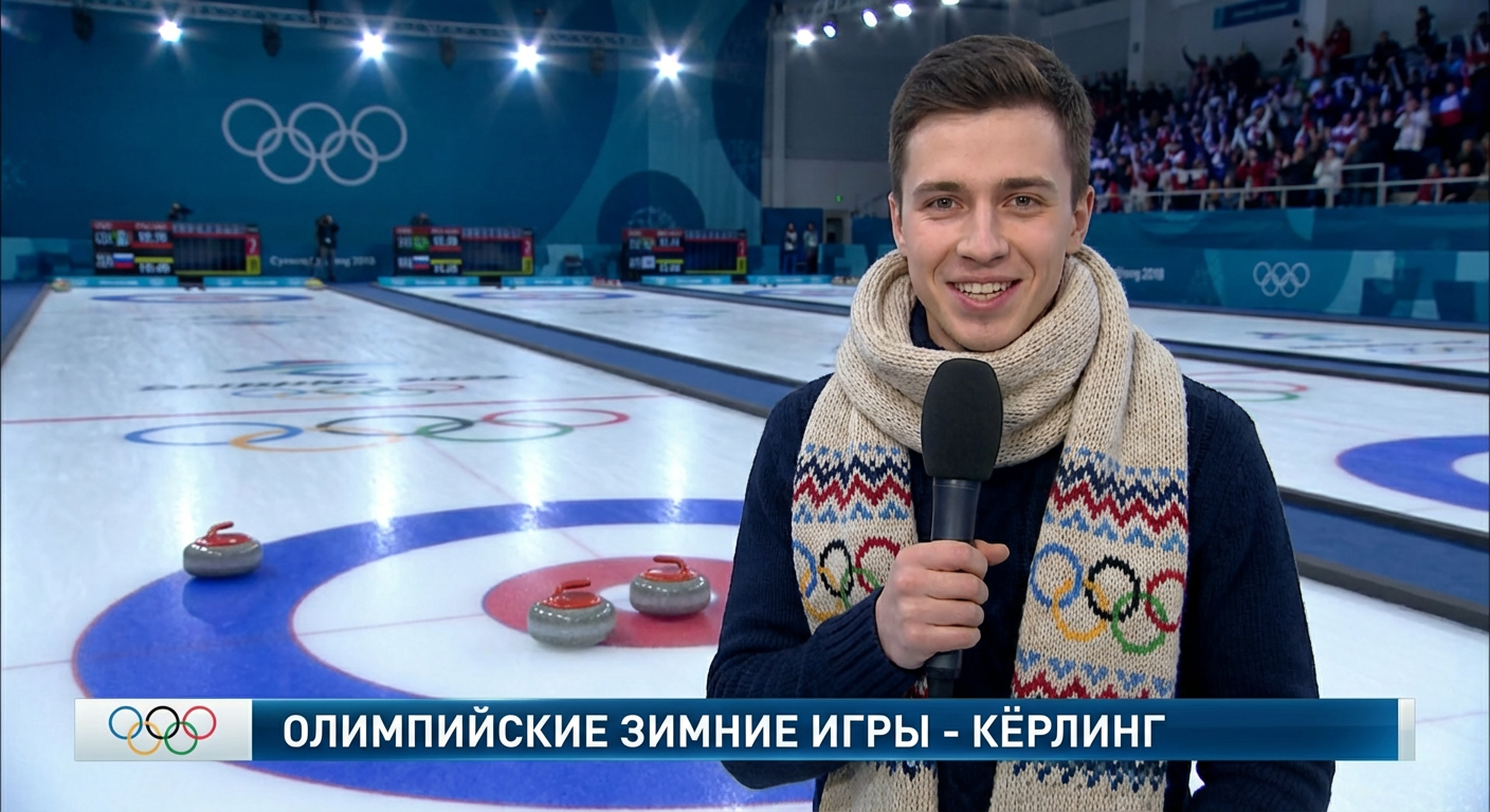 Сгенерировать фото или селфи в тематике «Я с шарфом на кёрлинг-арене»