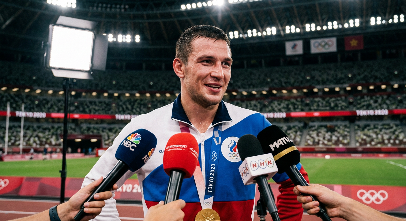 Сгенерировать фото или селфи в тематике «Я даю интервью после соревнования «