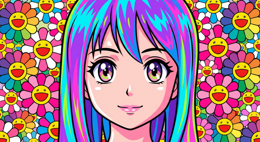 Сгенерировать фото или селфи в стиле «Такаши Мураками — (Takashi Murakami)»