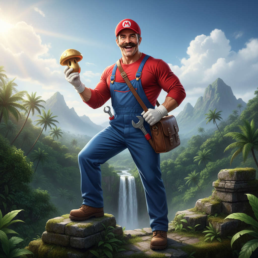 Сгенерировать фото или селфи в стиле игры «Super Mario 64»