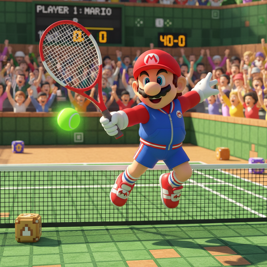 Сгенерировать фото или селфи в стиле игры «Mario Tennis Fever»