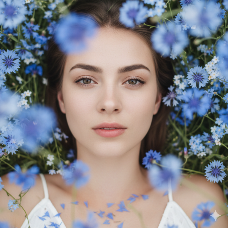 Сгенерировать трендовое фото в стиле "Портрет в полевых цветах"