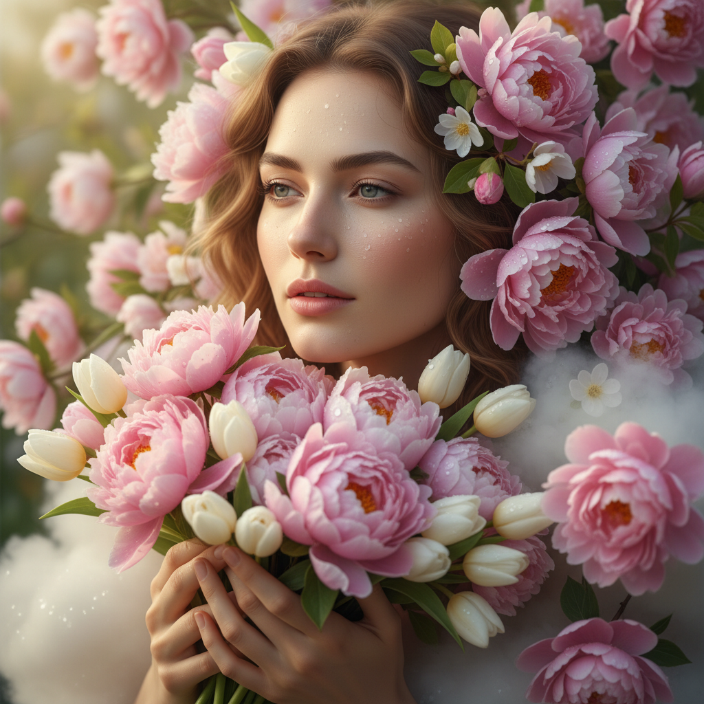 Сгенерировать праздничную открытку на тему «Поздравление на 8 марта в виде ИИ-открытки»