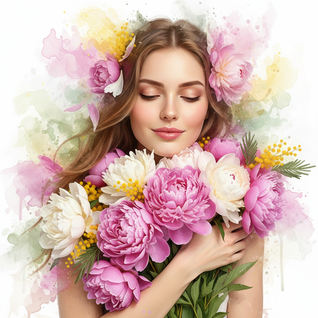 Сгенерировать праздничную открытку на тему «Поздравление на 8 марта в стиле аниме»