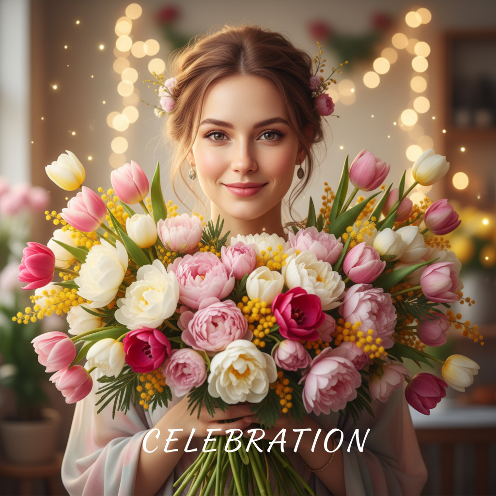 Сгенерировать праздничную открытку на тему «Поздравление на 8 марта в виде баннера»