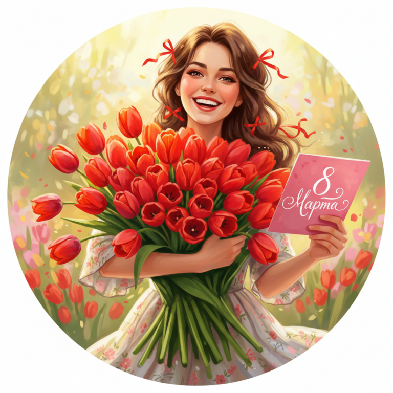 Сгенерировать праздничную открытку на тему "Поздравление на 8 марта в стиле Y2K"