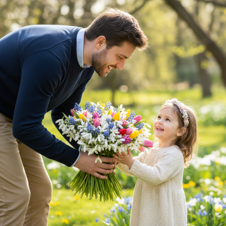 Сгенерировать праздничную открытку на тему "Поздравление на 8 марта от папы дочке"