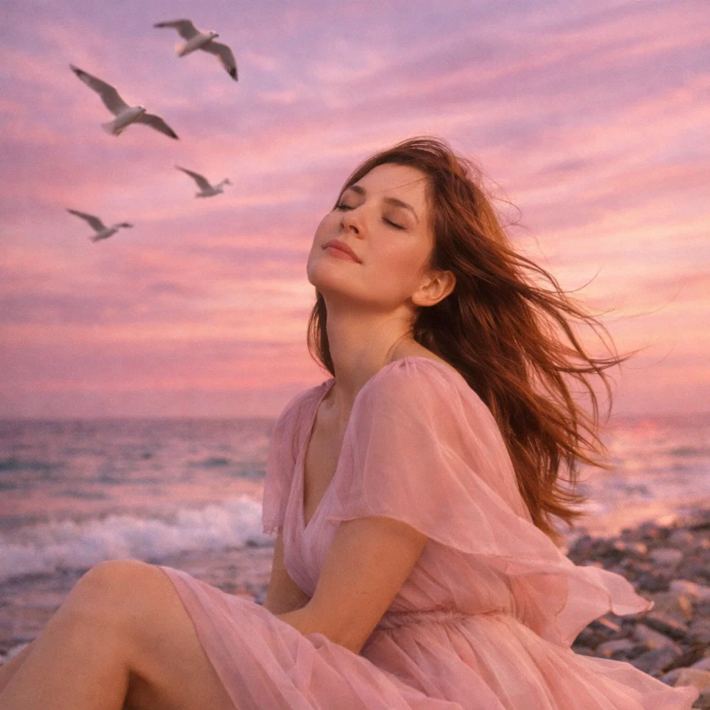 Сгенерировать трендовое фото на тему «Закат у моря»