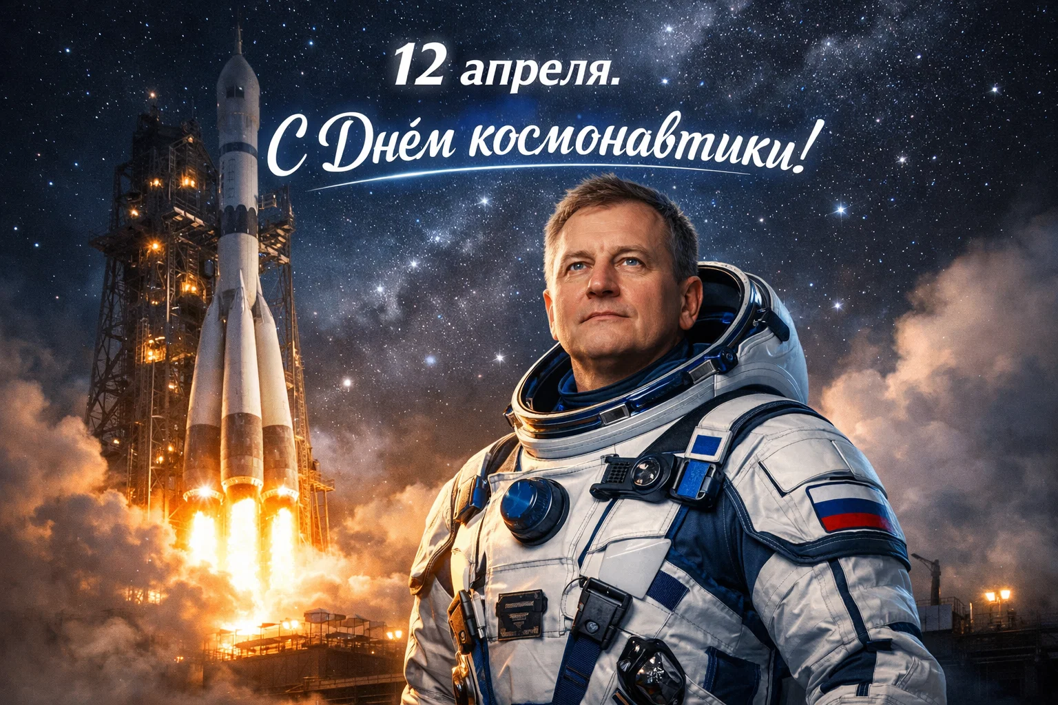 Сгенерировать открытку на тему «Ко Дню космонавтики»