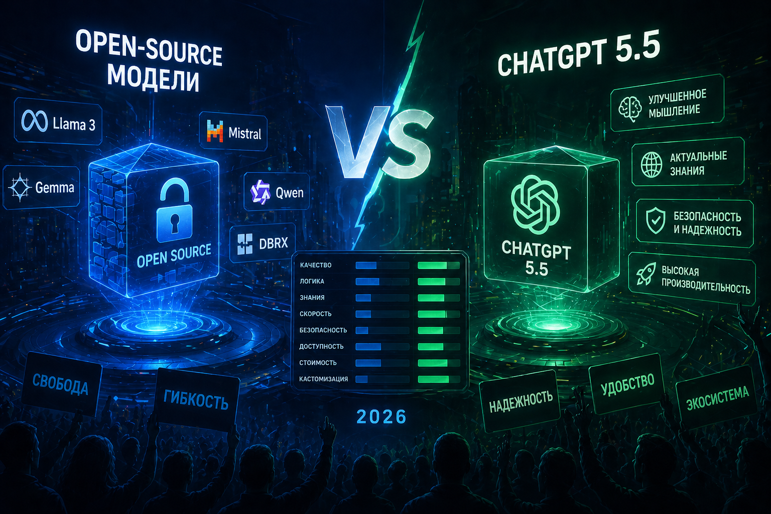 Open-source модели против ChatGPT 5.5: кто побеждает в 2026?