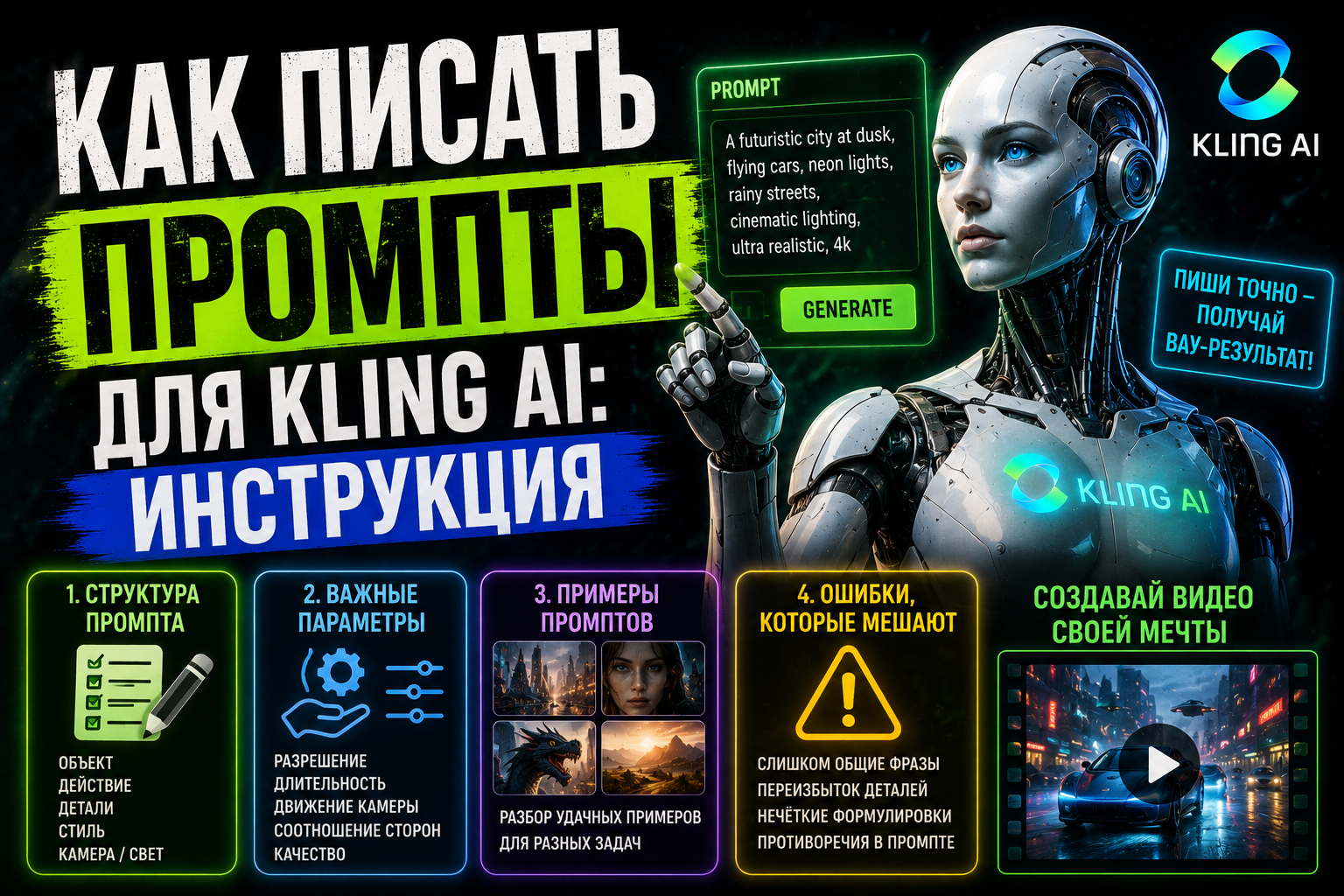 Как писать промпты для Kling AI: инструкция