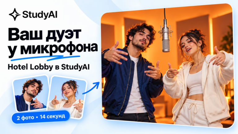 Как сделать тренд Hotel Lobby с микрофоном на оранжевом фоне через нейросет