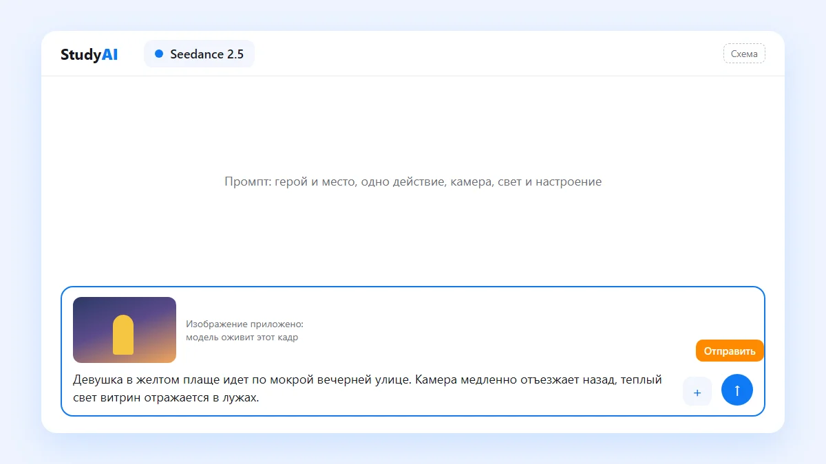 Схема: промпт и приложенное изображение в окне чата