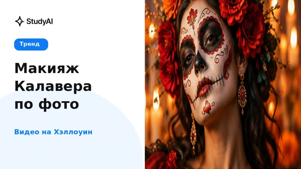 Макияж Калавера на Хэллоуин по фото: как сделать видео через нейросеть